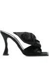 Moschino Satin Mules With Bow Detail And Square Toe In Black