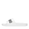 Moschino Embossed Logo Pool Slides In Bianco Chiari E Naturali