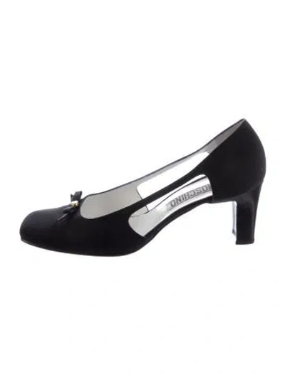 Pre-owned Moschino Satin Bow Accents Pumps In Black
