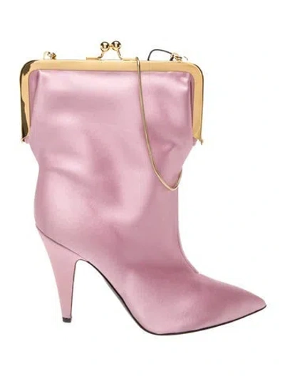 Pre-owned Moschino Satin Clutch W/ Tags In Pink