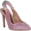 Moschino Crystal Embellished Pointed Toe Stiletto Pump In Pink