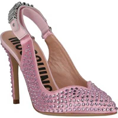 MOSCHINO MOSCHINO SATIN CRYSTAL SLINGBACK PUMP