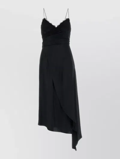 Moschino Satin Dress Asymmetric Hem Draped Design In Black