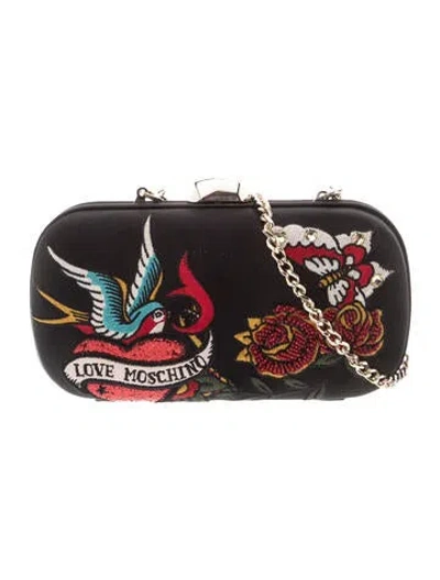 Pre-owned Moschino Satin Minaudière In Black