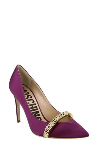 Moschino Satin Pointed Toe Pump In Brown