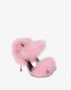 Moschino Satin Sandals With Feathers In Pink