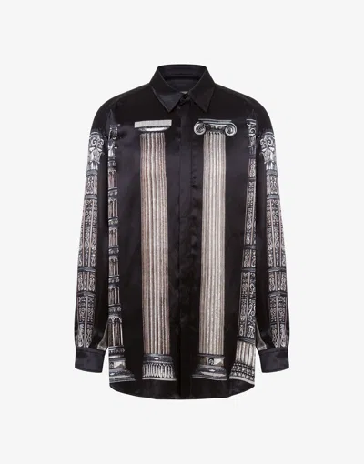 Moschino Satin Shirt Italian Columns In Black