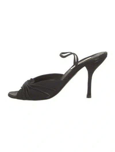 Pre-owned Moschino Satin Slides In Black