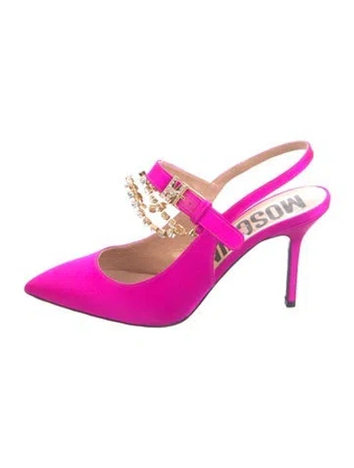 Pre-owned Moschino Satin Slingback Pumps In Pink