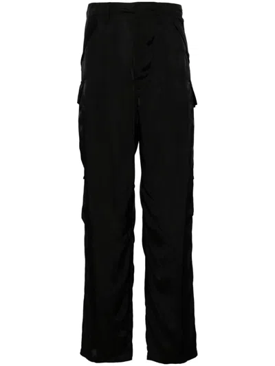 Moschino Satin Trousers In Black