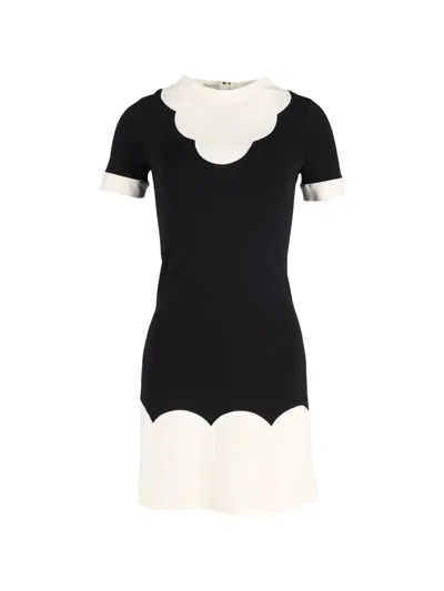 Pre-owned Moschino Scalloped Mini Dress In Black