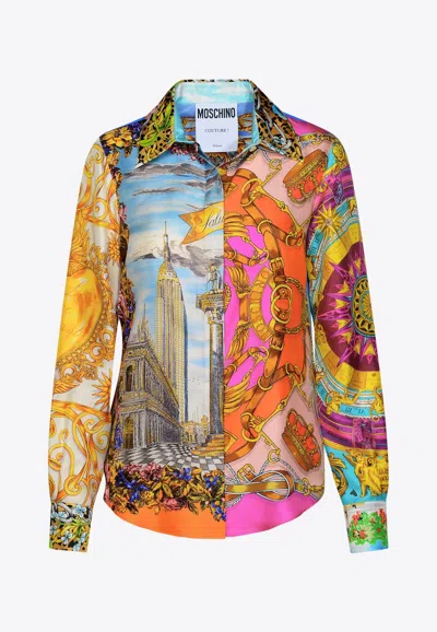 Moschino Scarf Print Silk Shirt