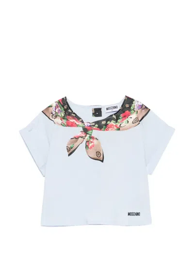Moschino Kids' Scarf-print T-shirt In Multi