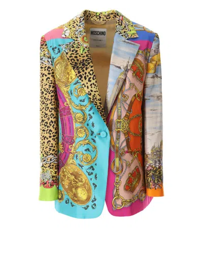 Moschino Scarf Printed Twill Jacket In Multicolor