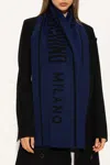 Moschino Scarf With Logo In Navy Blue