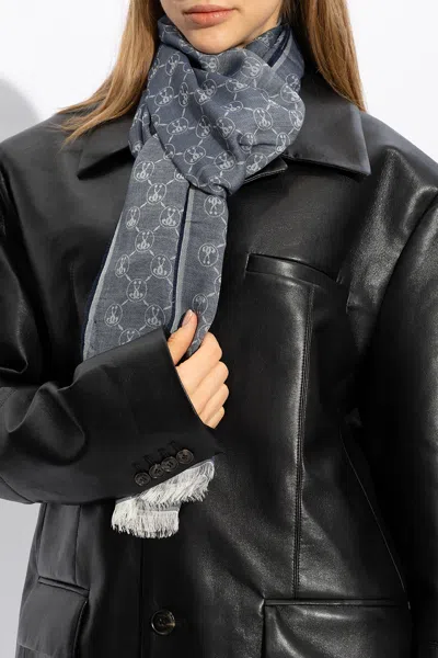 Moschino Scarf With Monogram In Blue