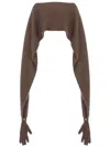 Moschino Deconstructed Glove Wool Blend Cardigan In Brown