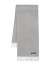 Moschino Wool Wraparound Scarf Fringed Edge In Grey