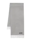 Moschino Wool Wraparound Scarf Fringed Edge In Grey
