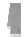 Moschino Wool Wraparound Scarf Fringed Edge In Grey