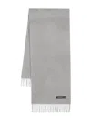 Moschino Wool Wraparound Scarf Fringed Edge In Grey