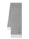 Moschino Wool Wraparound Scarf Fringed Edge In Grey