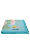 Moschino Light Blue Floral Silk Twill Scarf
