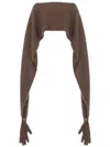 Moschino Deconstructed Glove Wool Blend Cardigan In Brown