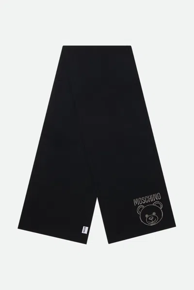 Moschino Sciarpa In Lana Nera In Nero