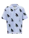 Moschino Poplin Shirt Allover Chimpanzee In Blue
