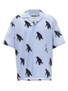 Moschino Poplin Shirt Allover Chimpanzee In Blue