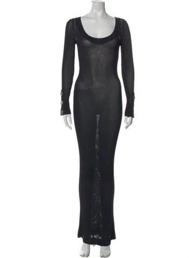 Pre-owned Moschino Scoop Neck Long Dress In Black