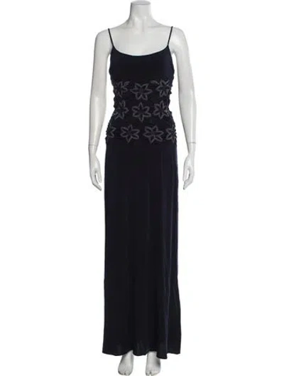 Pre-owned Moschino Scoop Neck Long Dress In Gray