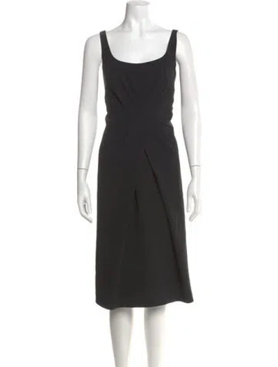 Pre-owned Moschino Scoop Neck Midi Length Dress In Black