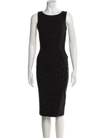 Pre-owned Moschino Scoop Neck Midi Length Dress In Black