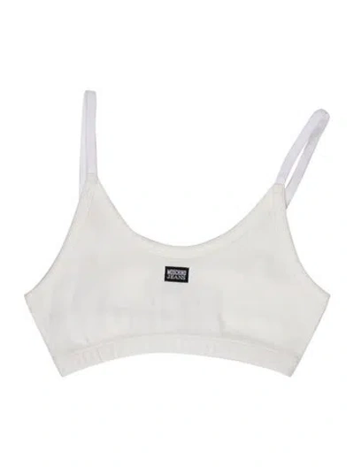 Pre-owned Moschino Scoop Neck Sleeveless Crop Top In White