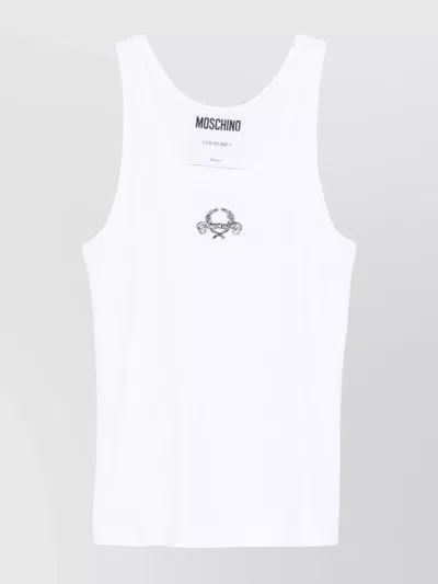Moschino Scoop Neck Sleeveless Ribbed Texture Vest