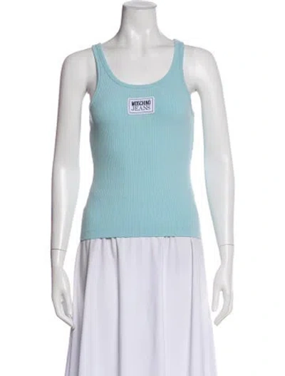 Pre-owned Moschino Scoop Neck Sleeveless Top In Blue