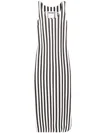 Moschino Scoop-neck Striped Long Dress In Black