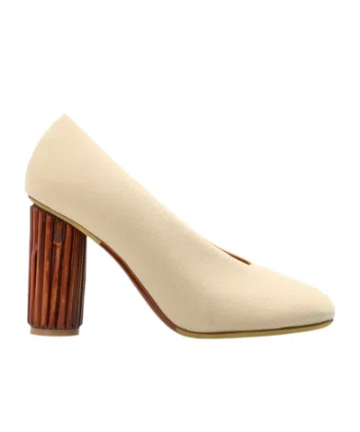 Moschino Sculpted Block-heel Pumps In Neutral