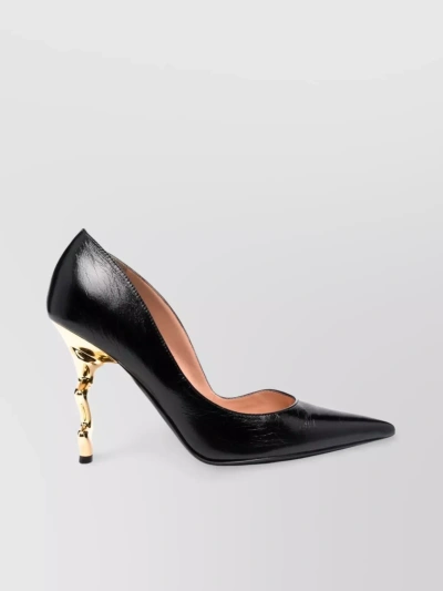Moschino Sculpted Heel Pointed Toe Mules In Black