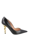 Moschino Sculpted Heel Pointed Toe Mules In Black