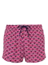 Moschino Graphic Print Swim Shorts In Multi Blue