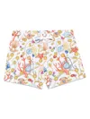 Moschino Printed Mid-length Beachwear With Elasticated Drawstring Waistband In Multi White