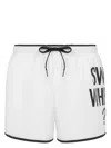 Moschino White Text Print Swim Shorts In White