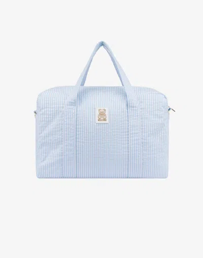 Moschino Seersucker Diaper Bag In Blue