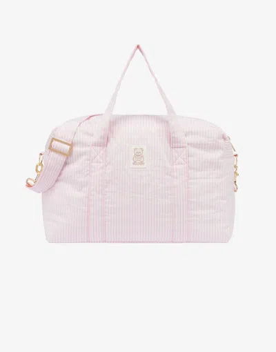 Moschino Seersucker Diaper Bag In Pink