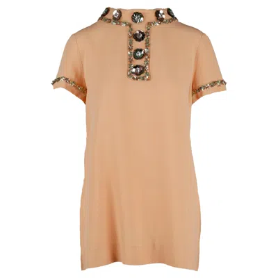Pre-owned Moschino Sequin Embellished Blouse In Sand