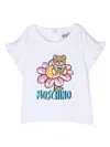 Moschino Sequin-embellished Logo-print T-shirt In Weiss