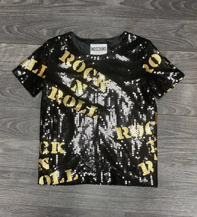 Moschino Sequin Top "rock N Roll" In Black